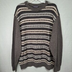 Roundtree & Yorke Men's XL‎ Sweater Pullover Striped Gray Black Wool Blend New